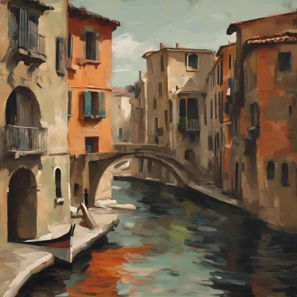 Ομορφιά στην ιστορία της χαράς και της ευτυχίας, κανάλι και πολύχρωμα σπίτια στην Ιταλία, τέχνη, πολιτισμός, ευδαιμονία, συλλογική ευτυχία.